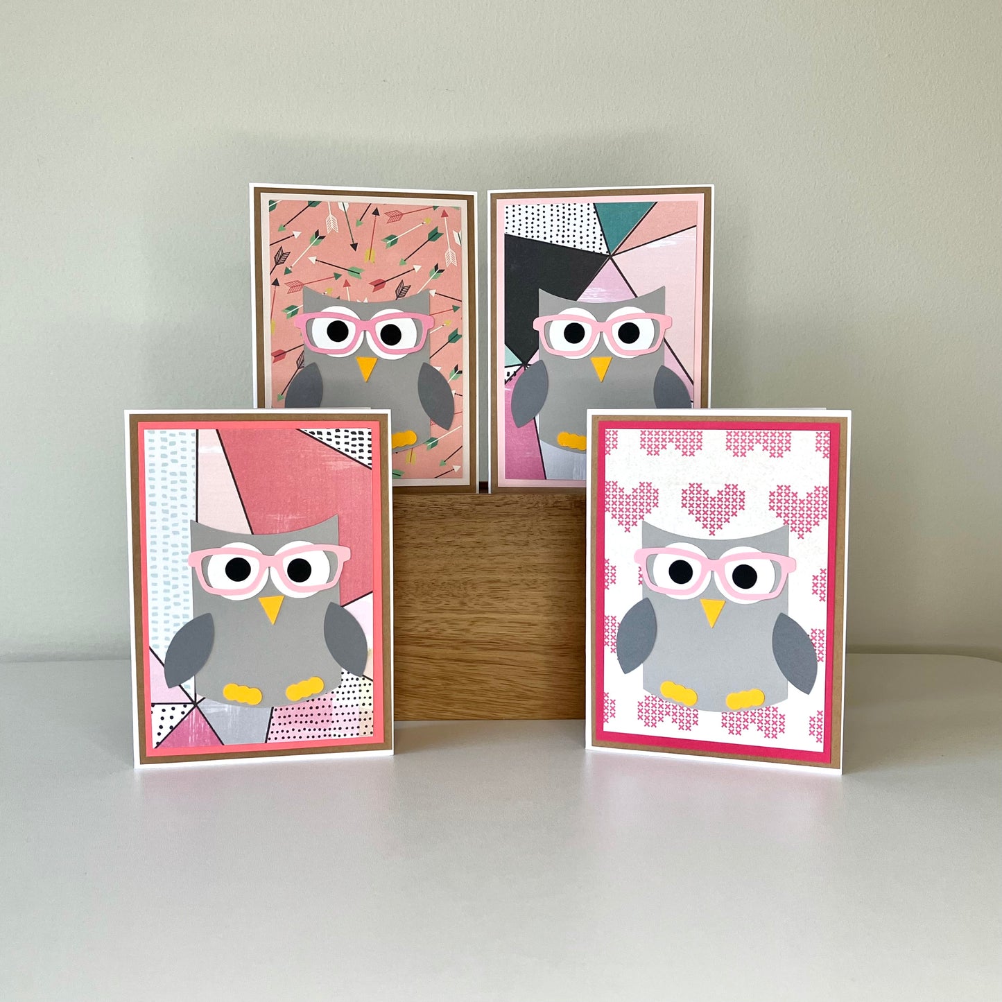 Little Owls with Glasses Greeting Cards Blank Inside