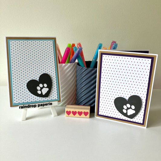 Paw Print Love Greeting Cards