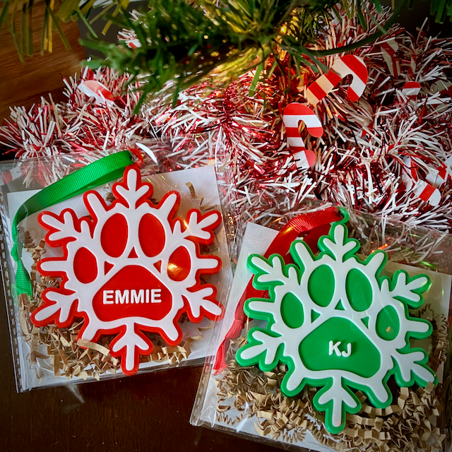 Personalized Paw Print Snowflake Ornament