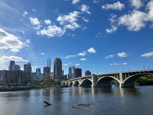 Minneapolis, Minnesota Skyline with Central Ave Bridge and Mississippi River