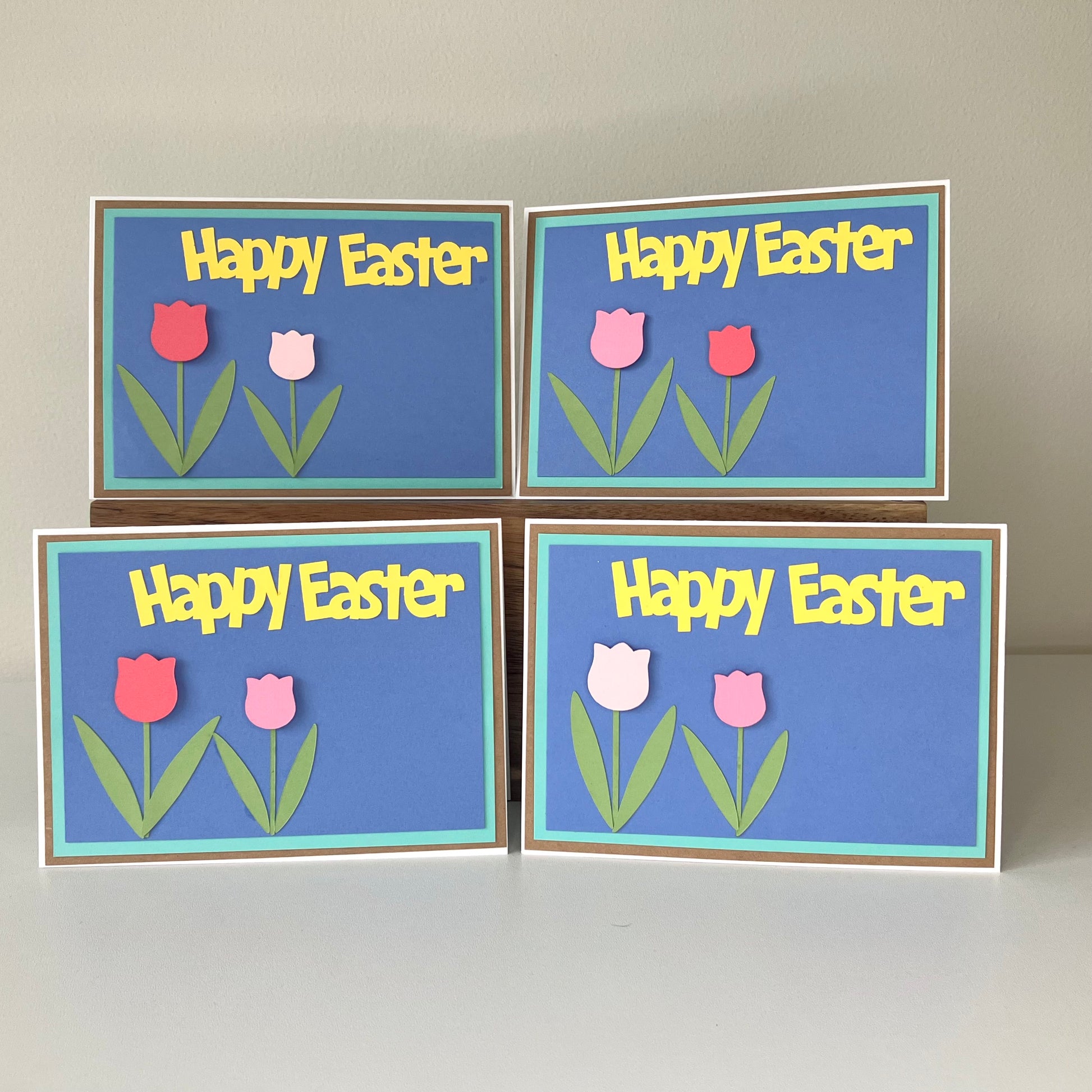 Set of four Happy Easter Greeting Cards Blank Inside