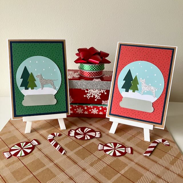 Bull Terrier Snowglobe Greeting Cards