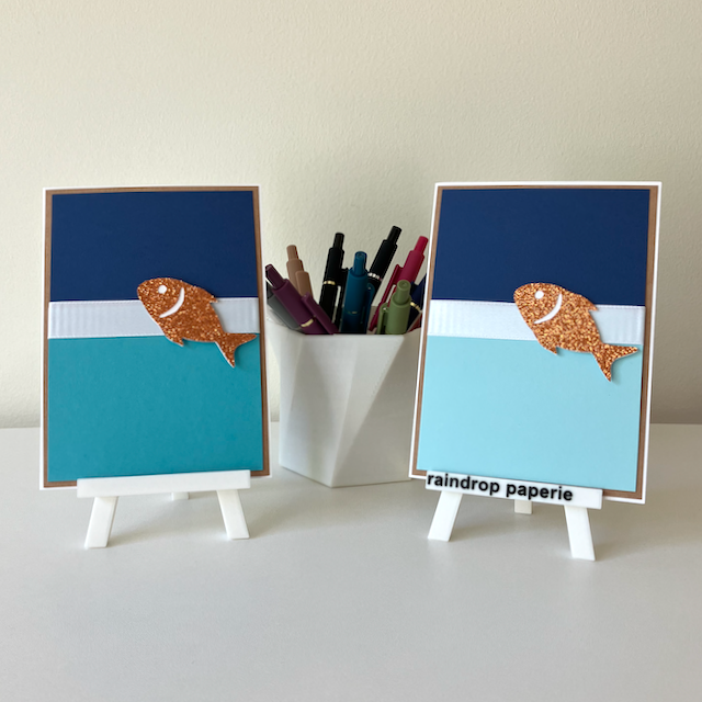 Two handmade greeting cards with goldfish. 