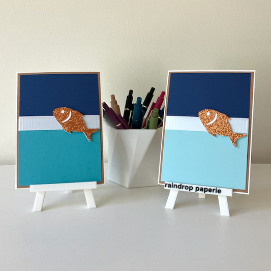 Two handmade greeting cards with goldfish. 