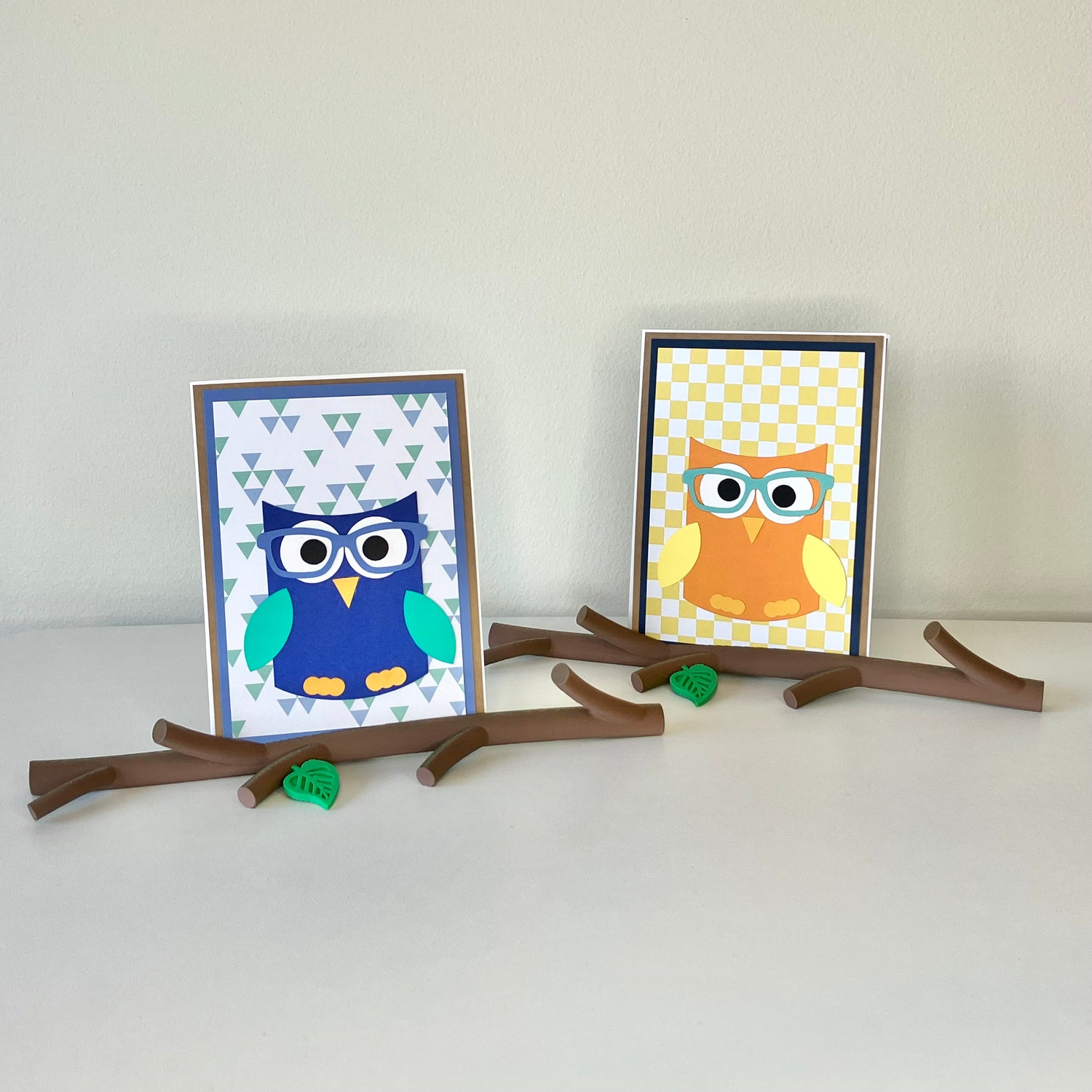 Little Owl Cards with Twig Card HOlder