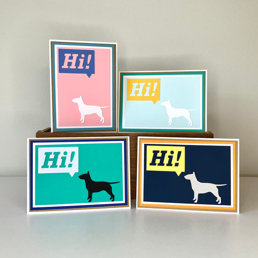 Bull Terrier Hi Handmade Greeting Cards Blank Inside
