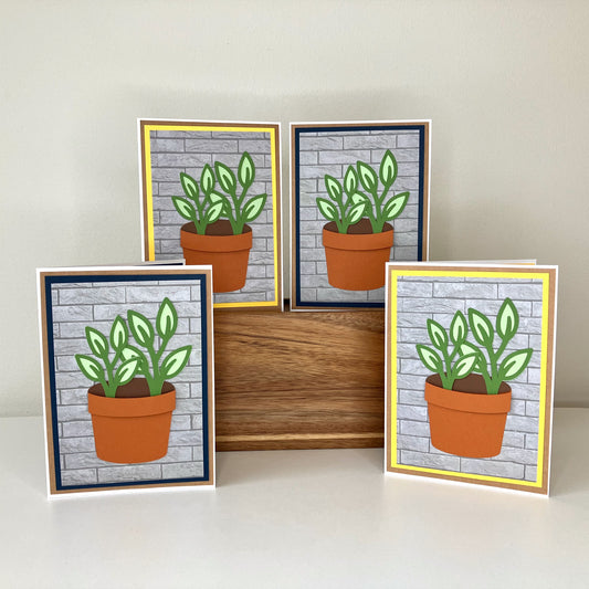 Leafy Little Garden Pots Handmade Greeting Cards Blank Inside