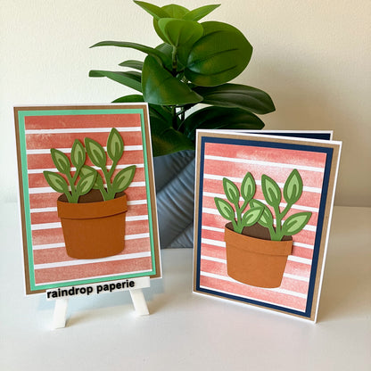 Leafy Little Garden Pots Greeting Cards