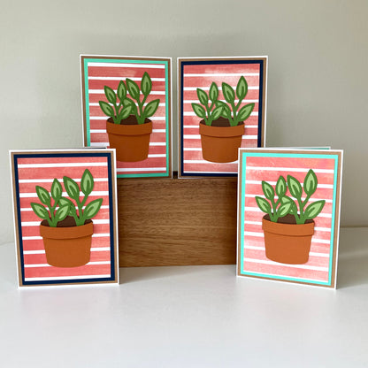 Leafy Little Garden Pots Red White