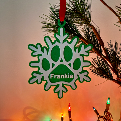 Personalized Paw Print Snowflake Ornament